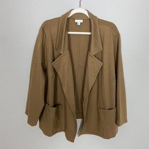 J Jill Open Front Blazer Womens 2X Unstructured Brown Casual Career